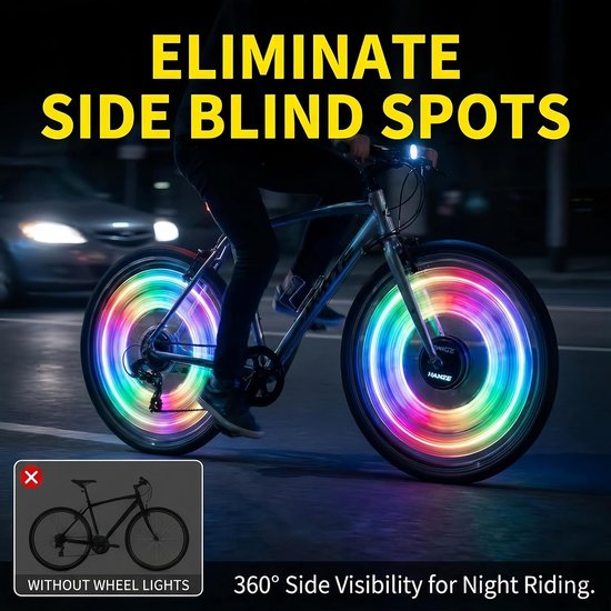 Spaakverlichting Fiets - 2x Fiets spaak LED verlichting - Waterdicht - 12 Knippermodi - USB oplaadbaar - Spaakverlichting met bewegingssensor - kinderfiets - fiets wieldecoratie - multicolor - fietsverlichting - Voor Kinderen, Volwassenen en E-bikes — afbeelding 4