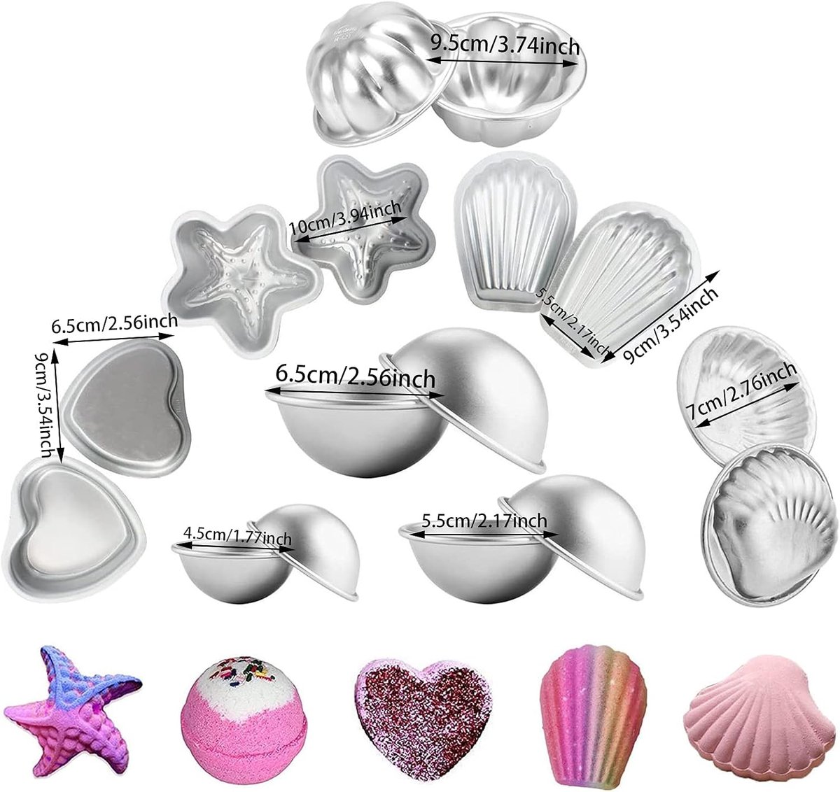 Bomb Mold Badvorm DIY Kit Zeep Vorm Metalen Badbom Vorm Badbom Baden Vorm Kit Baden Ballen Baden Bommen Pers voor Chocolade Cupcake Muffins Zeep (16 stuks)