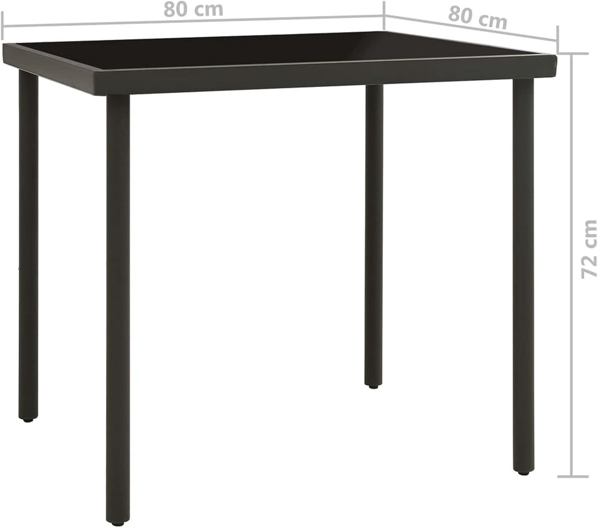 Eettafel, tuin, meubels, woonkamer, patio, eetkamer, terras, keuken, buiten, huis, meubels, duurzaam glas en staal, antraciet, 80 x 80 x 72 cm