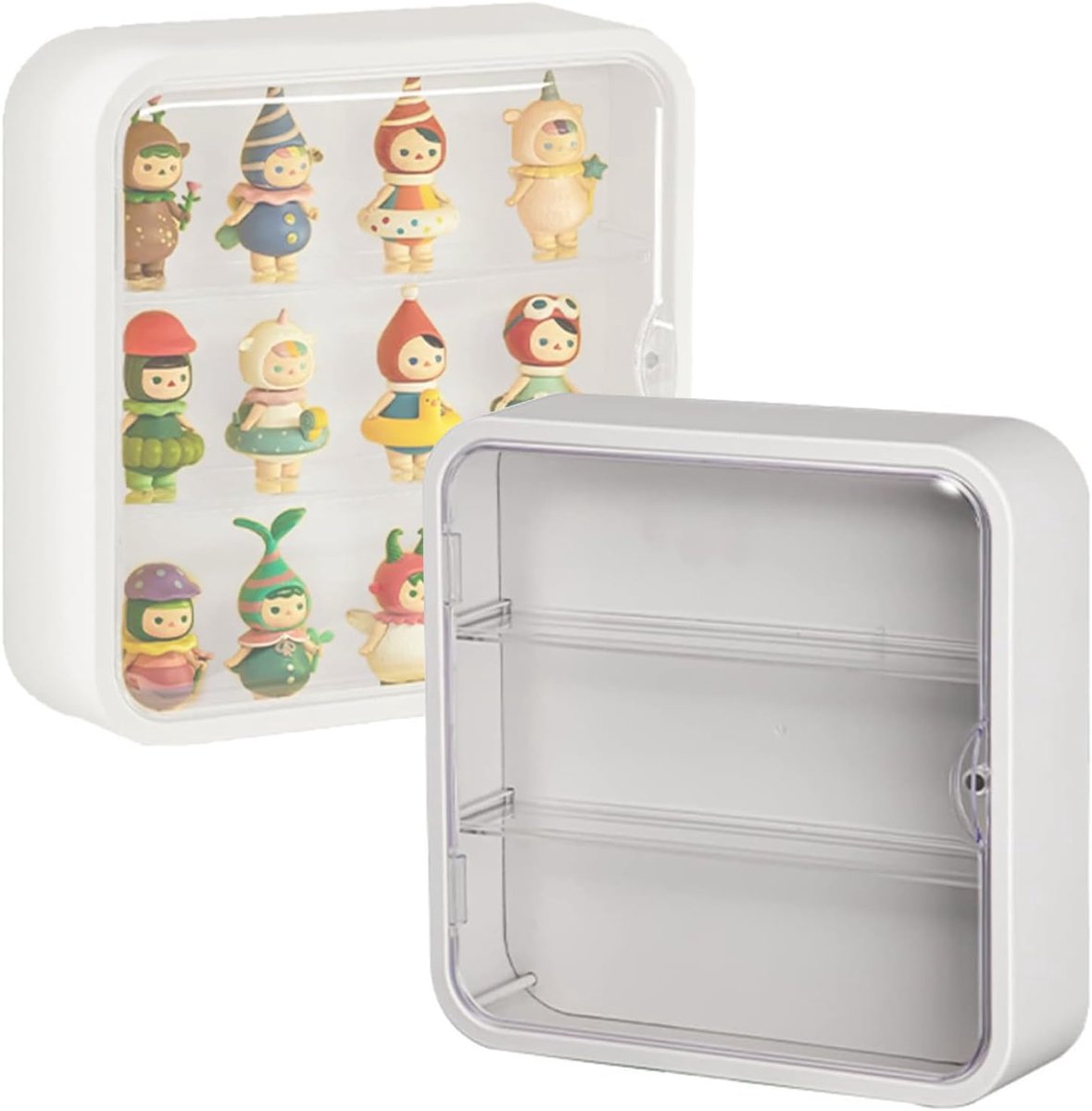 Showcase voor verzamelobjecten, wandvitrine geschikt voor Lego Pop-figuren en minifiguren, 3 niveaus, transparante vitrine met magnetische deur