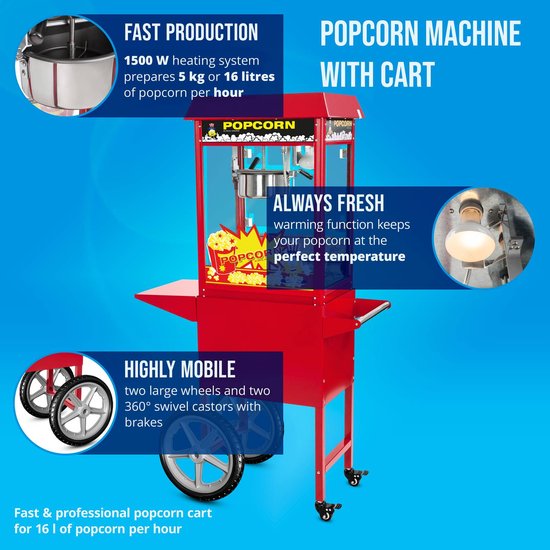 Popcornmachine met kar - Rood - Royal Catering — afbeelding 4