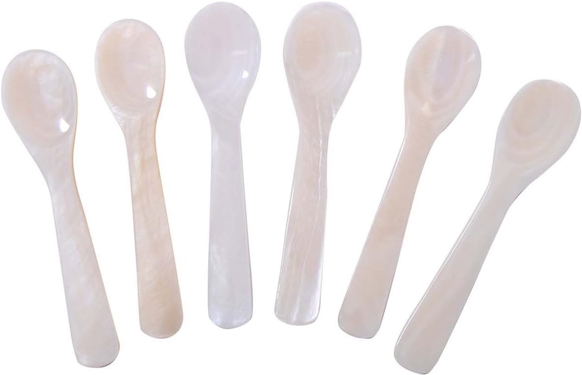 Set Van 6 Stuks Witte Kaviaar Lepel Van Parelmoer Kaviaar Lepeltjes Kaviaarlepeltje