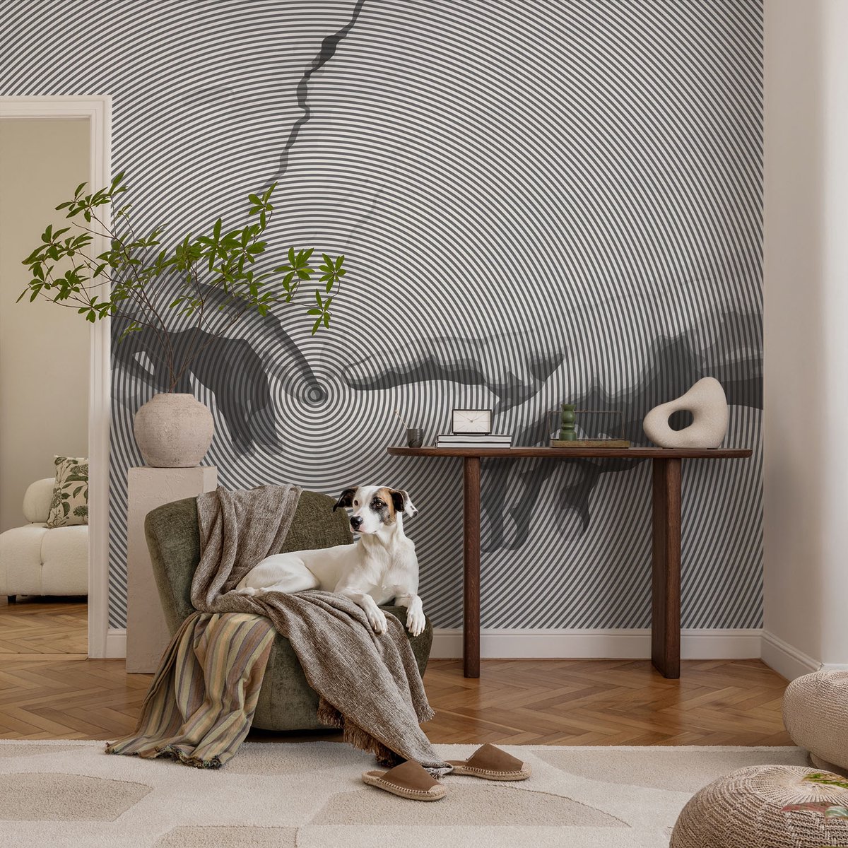 Coloray Vliesbehang - Zwart-Wit Snellijm Behang - 104x70 cm - Hypnotische Handen Fotobehang Vlies - Hal behang Deel - Muurschildering - Hal behang