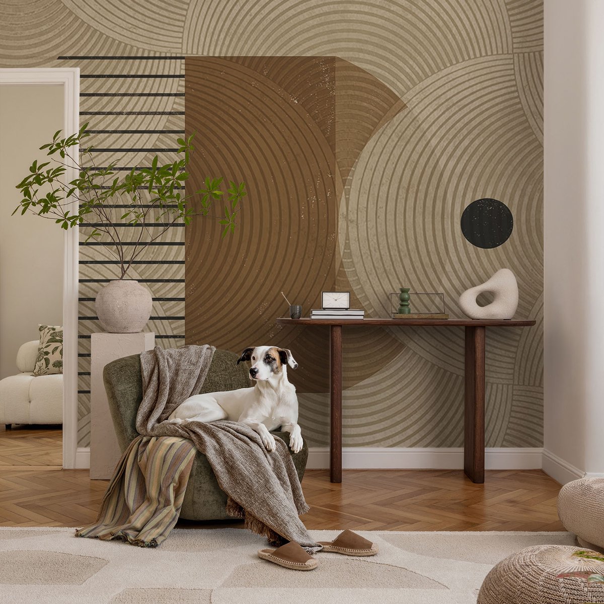Coloray Vliesbehang - Beige Snellijm Behang - 104x70 cm - Geometrie Van Harmonie Muurschildering - Gang behang Achtergronden En Patronen - Fotobehang Vlies - Gang behang