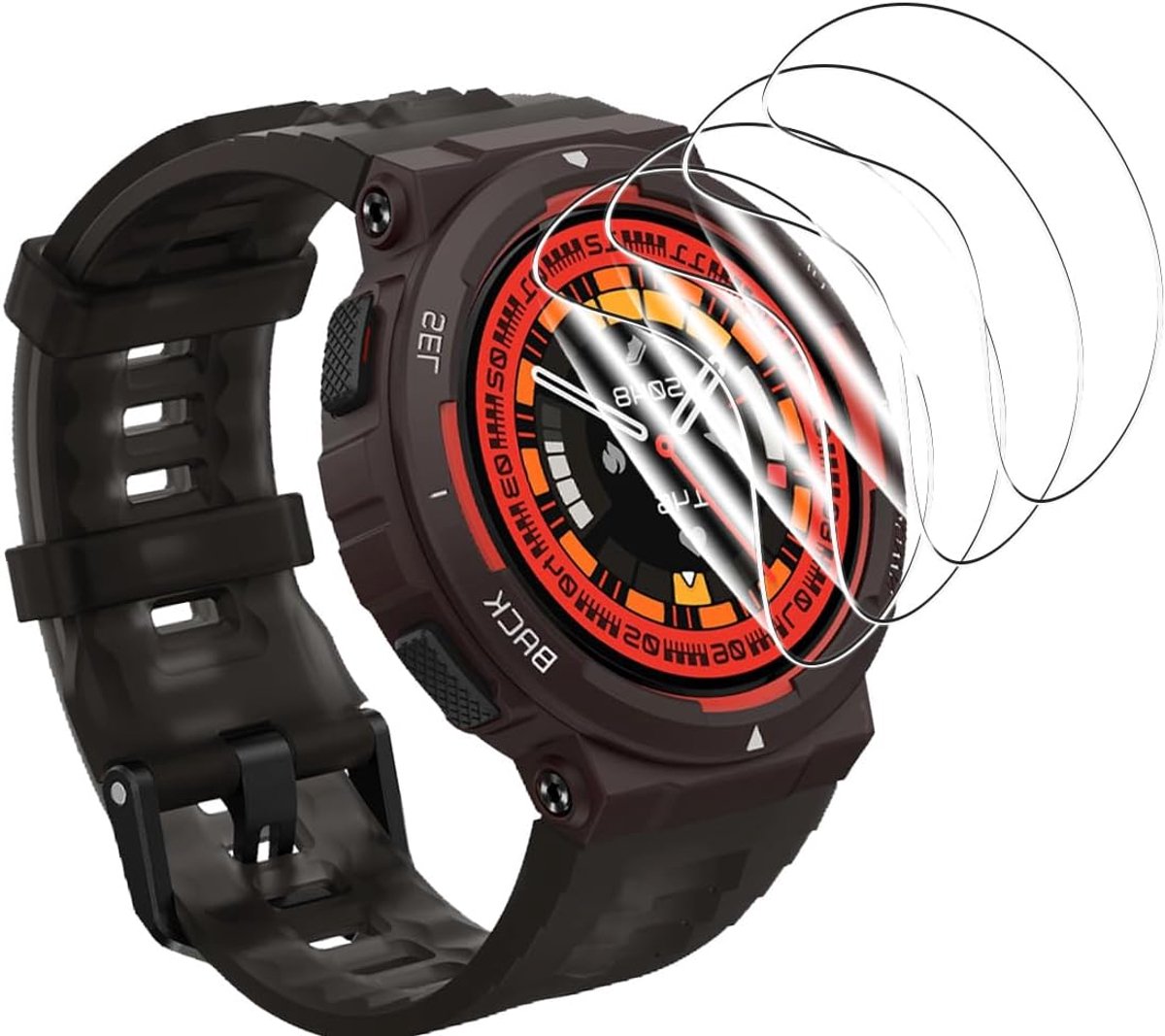 Compatibel met Amazfit Active, 4 stuks, HD zachte TPU-folie, krasbestendig, volledige dekking, flexibele displaybeschermfolie compatibel met Amazfit Active