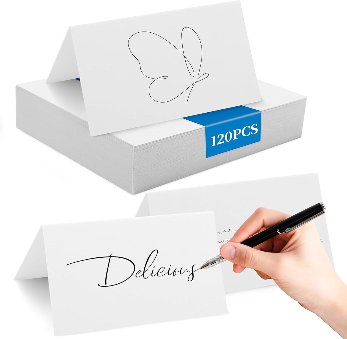 120 stuks blanco tafelkaarten, 10 x 8,9 cm, naambordjes bruiloft