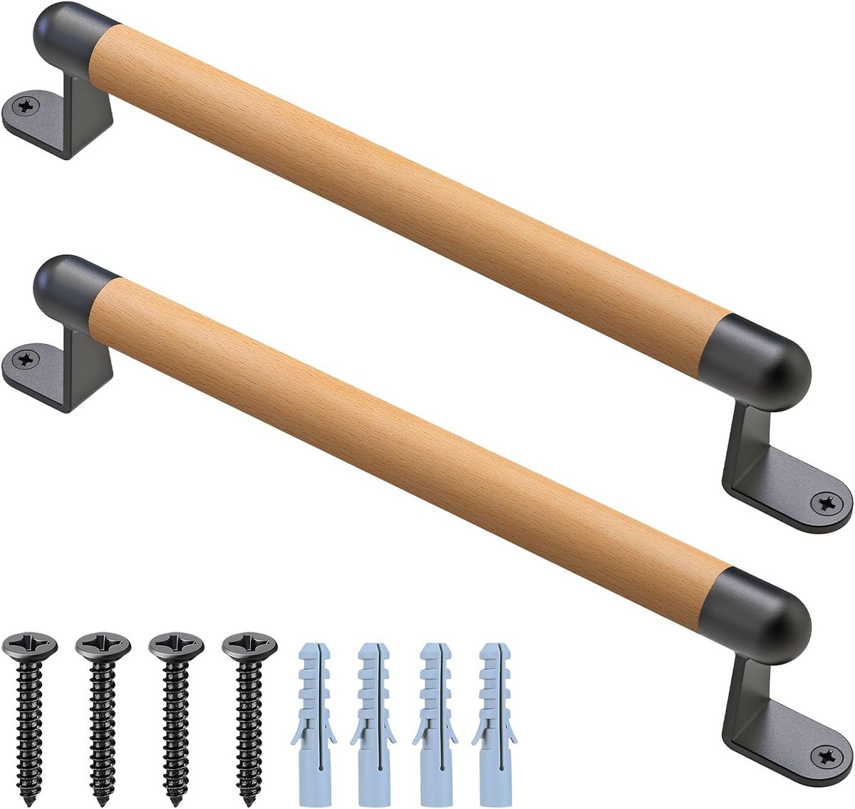 38 cm Houten Leuning, 2 Wandmontage Trap Handrail Jongere Oudere Veiligheid Handvat Badkamer Grab Bar voor Swing Set/Speelset/Speelhuis/Speelpark/Indoor Outdoor Apenbars/Boomhut/Stapelbed