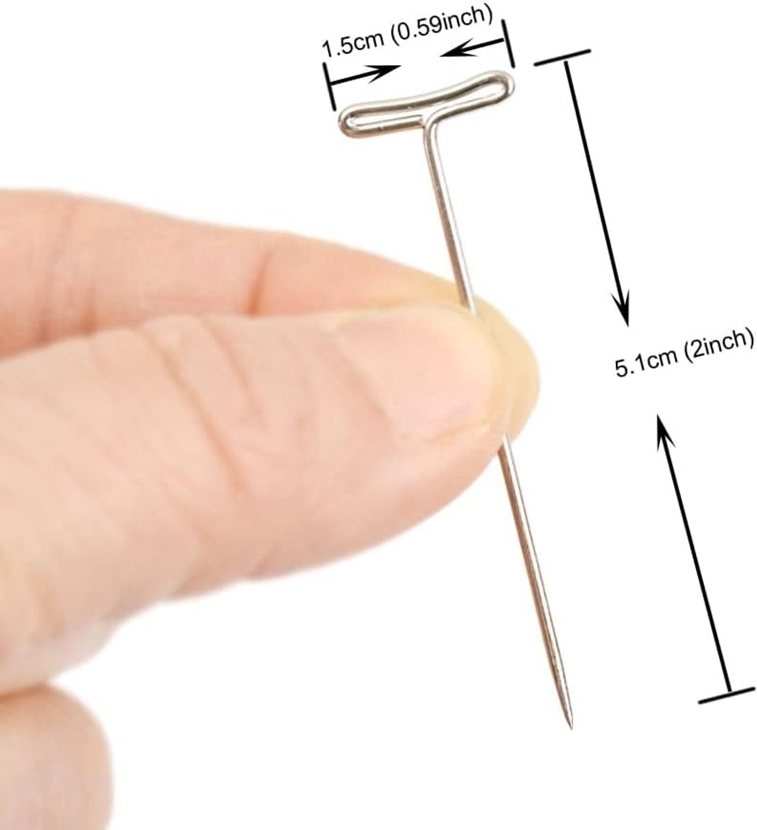 50 stuks pruik hoofd pinnen T pins 51mm T spelden naalden rechte pinnen voor pruiken met een kunststof doos