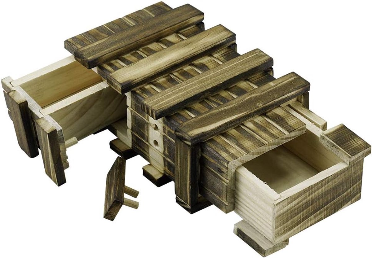 Houten geschenkkist, met 2 extra veilige opbergvakken, geheim vak, souvenirkistje, memory puzzel, huwelijksgeschenk, intelligentie hersenkraker