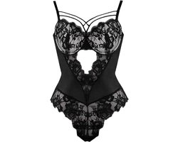 Lingerieset van kant, satijn, transparant, grote maat, dames, babydoll, net, zonder beugel, chic, glamour, huwelijksreis, A37
