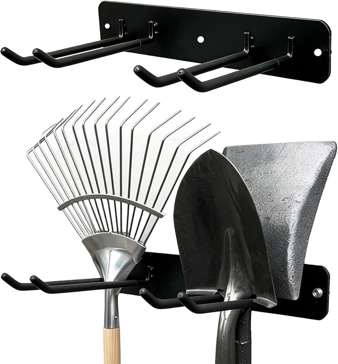 2 stuks gereedschapshouders, houders tuingereedschap, metalen tuingereedschapshouder, ophanging tuingereedschap voor tuin, kelder, binnenplaats, garage (één verdieping)