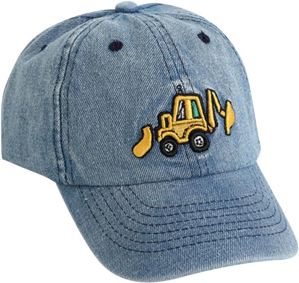 Borduurwerk Graafmachine Peuter Kids Baseball Cap Verstelbare Katoen Gewassen Vintage Papa Hoed voor Jongens Meisjes Leeftijd 2-8