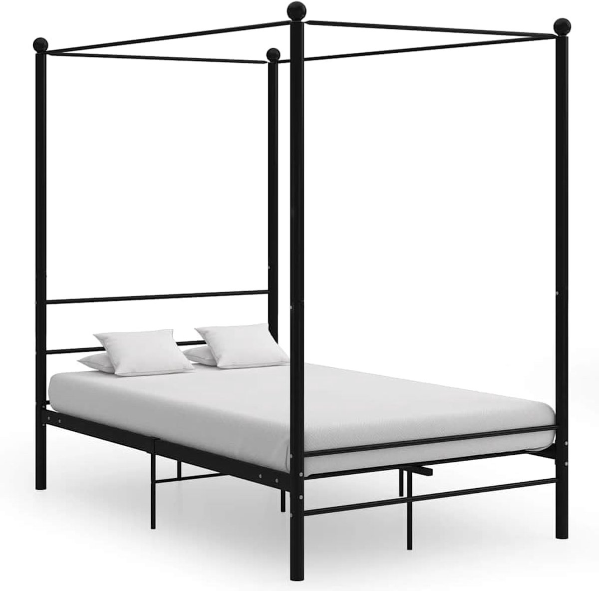 metaal met gordijnframe hemelbed 140x200 cm zwart