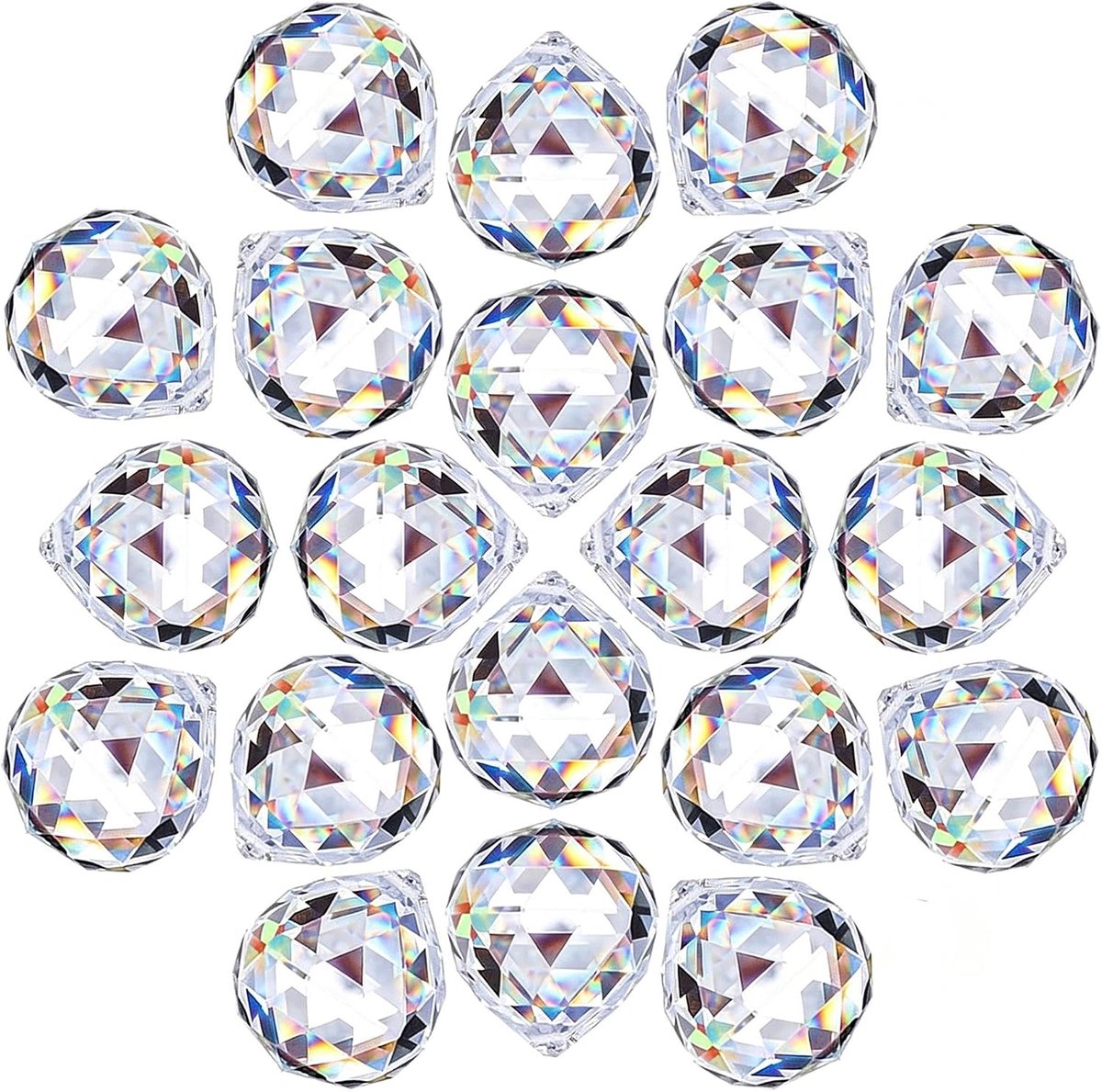 20Pcs 40Mm Clear Crystal Ball Prism Suncatchers Voor Venster Opknoping