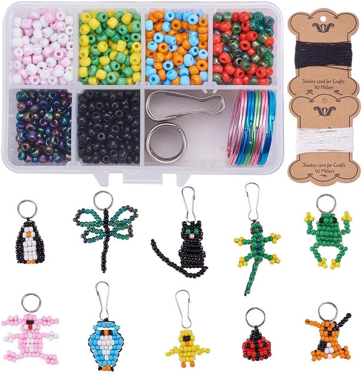 DIY Bead Pets Kit met 1000+ Stukken voor Kinderen - Creatieve Kunst en Ambachten met Sleutelhangers en Lanyard Clips