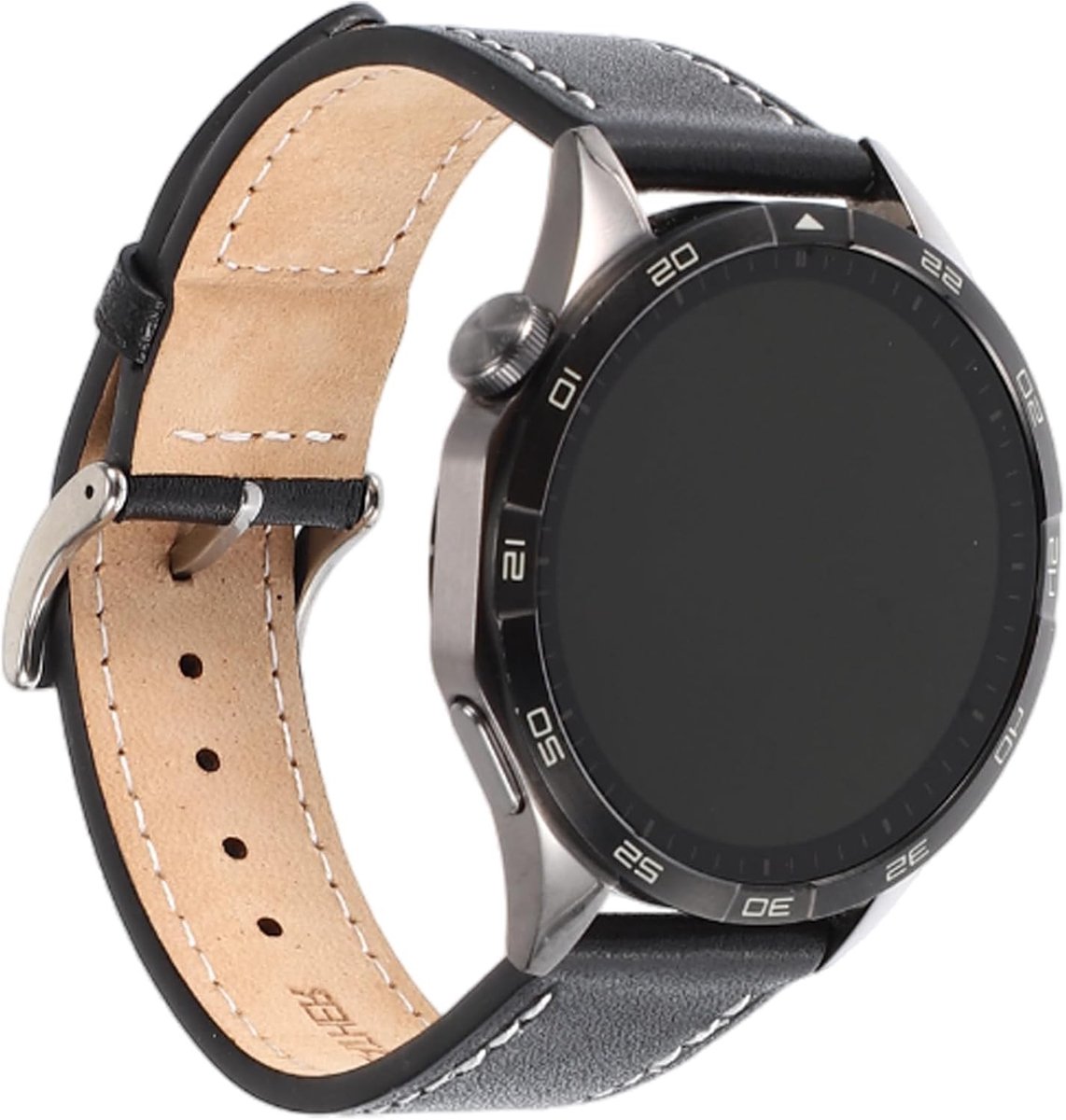 Leren Horlogebanden voor Mannen en Vrouwen, 24 mm, Zwart, Duurzaam, Stijlvol, Comfortabel