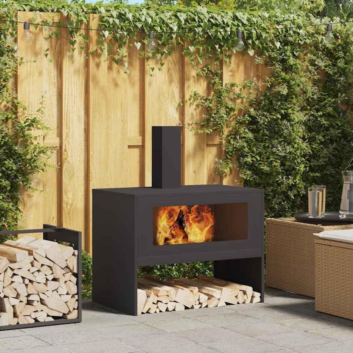 Vuurplaats koudgewalst staal, tuin vuurgrill, 80x50x96 cm