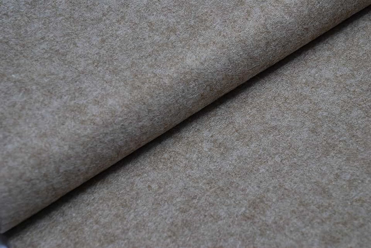 Wol/Viscose Vilt Stof Materiaal - Marl Fawn V10, 1Mtr 100cm x 90cm
