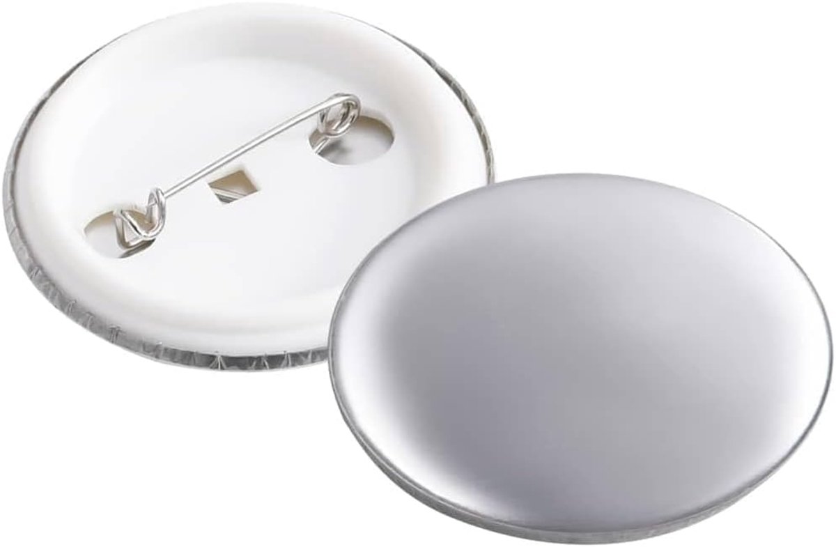 500 sets 37 mm, doe-het-zelf reversspelden blanco voor bedrijfslogo's en evenementen, metaal en kunststof, zilver