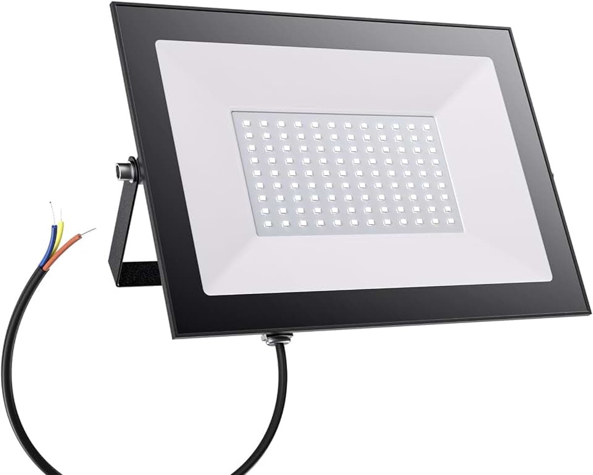 Led-buitenspot, 100 W, 2 stuks, 10.000 lm, superhelder, 6500 K, koudwit, led-spot, IP65, waterdicht, buitenlamp voor tuin, terras, binnenplaats, entree, garage, zonder stekker