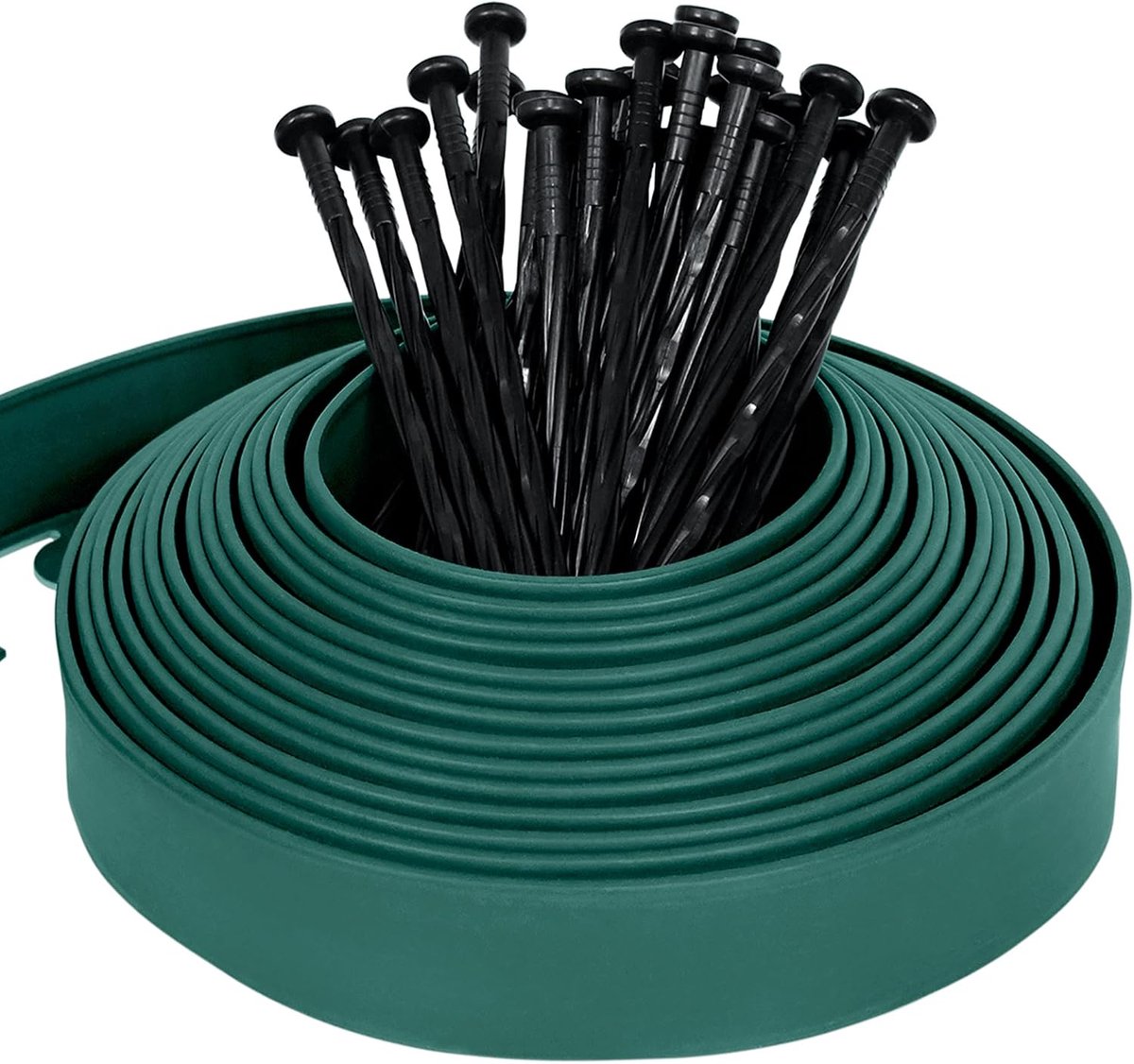 Gazonrand, kunststof met grondankers, gazonrand, weerbestendige gazonafbakening, bloembed, omranding voor tuin, decoratief bloembed, omranding, gazonborder, palissade, groen, 10 m