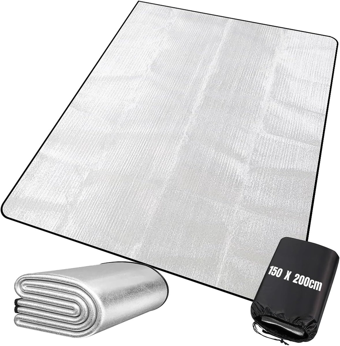 Isolatiemat, camping, 150 x 200 cm, opvouwbare isolatiemat, ultralicht en waterdicht, isolerende mat, warmte-isolerende vloermat voor tent, picknick en outdoor