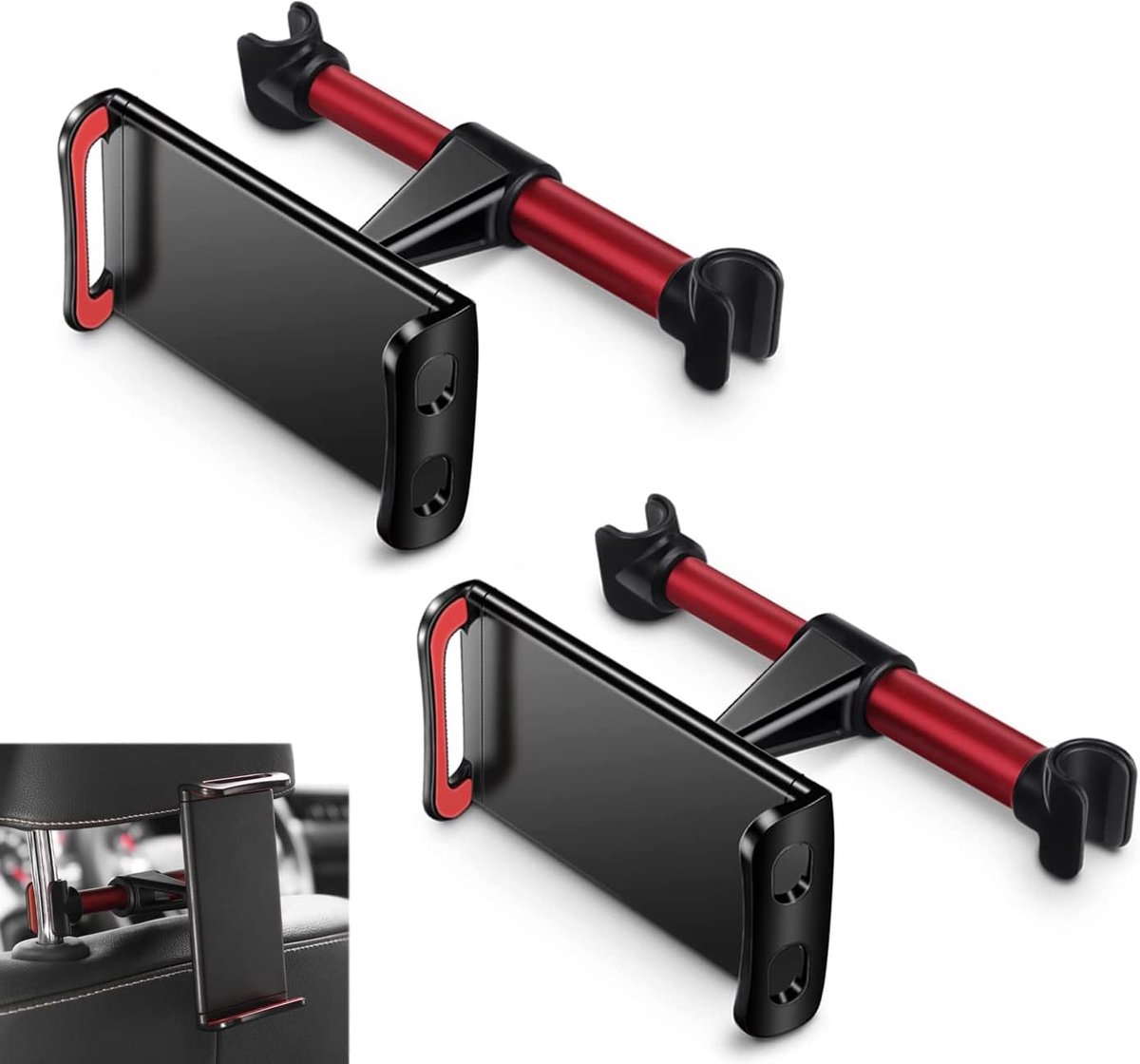 2 x Tablethouder Auto. 360° verstelbare hoofdsteunhouder. Universele autohoofdsteun houder voor smartphone en tablet van 4,4~11 inch