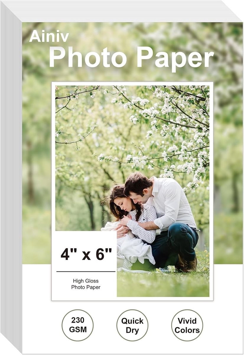 Glanzend fotopapier 50 vellen, 6x4 inch (15x10 cm), 230gsm voor scherpe afdrukken en foto's