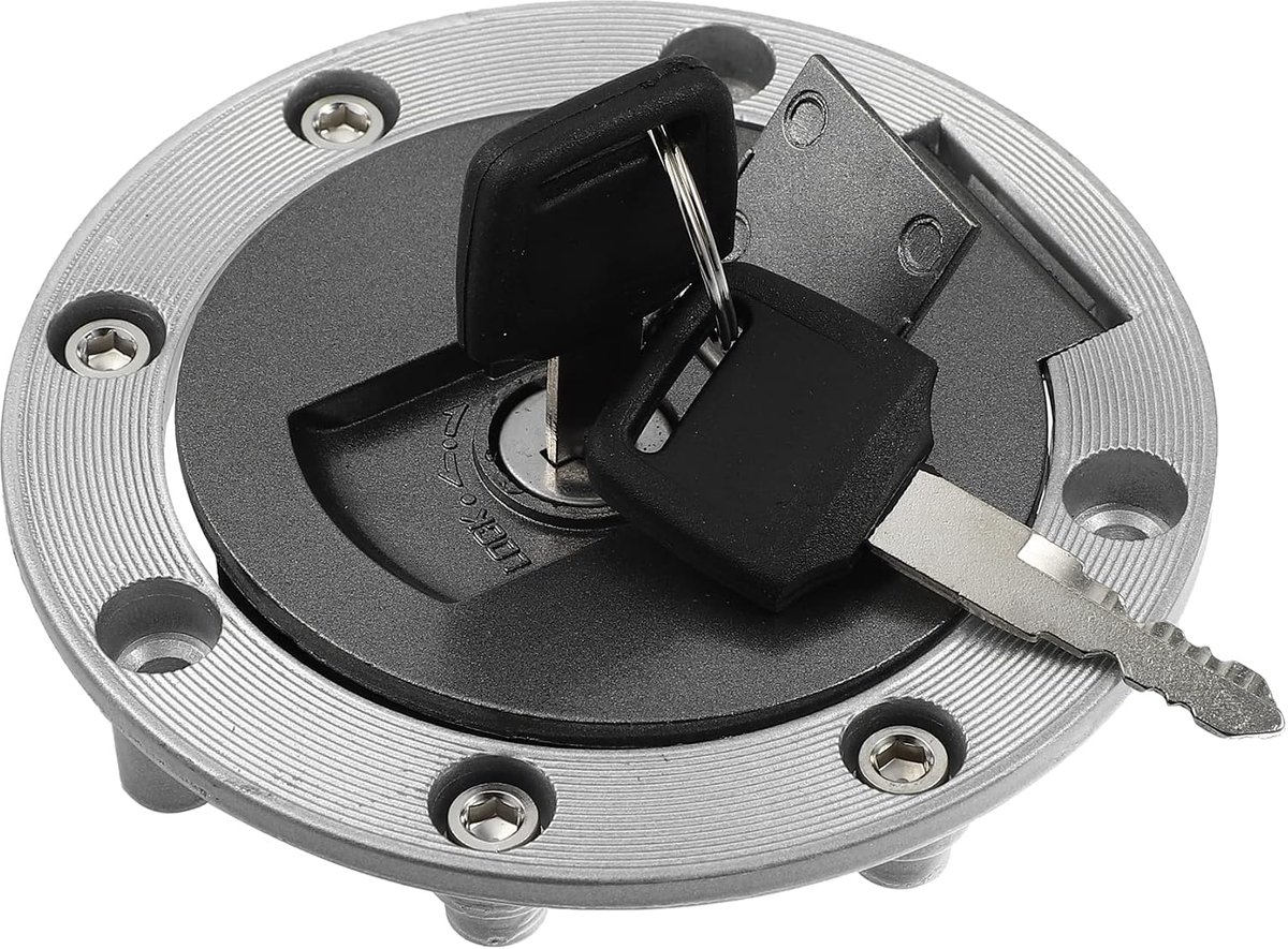 ABSOPRO Motorfiets Benzinetank Afdekking Vergrendelbare Benzinetankdop Met Sleutels Voor Yamaha FZR250 FZR400 FZR750 FZR1000 - Verpakking Van 6 Zilveren Uitvoering
