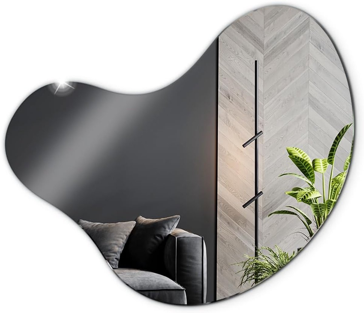 48x48cm Moderne Wandspiegel met Onregelmatige Vorm voor Badkamer, Klaar om te Monteren Zonder Frame, Originele Onregelmatige Vorm