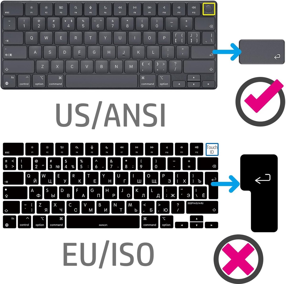 Toetsenbordbeschermer Arabisch voor MacBook Pro/Max 14&16" M1-M4(A3112 A3401 A3185 A2780 A2991 A3403 A3186) Air 13,6&15,3" M2-M4(A3113 A3240 A2941 A3114 A3241) US/ANSI - Zwart