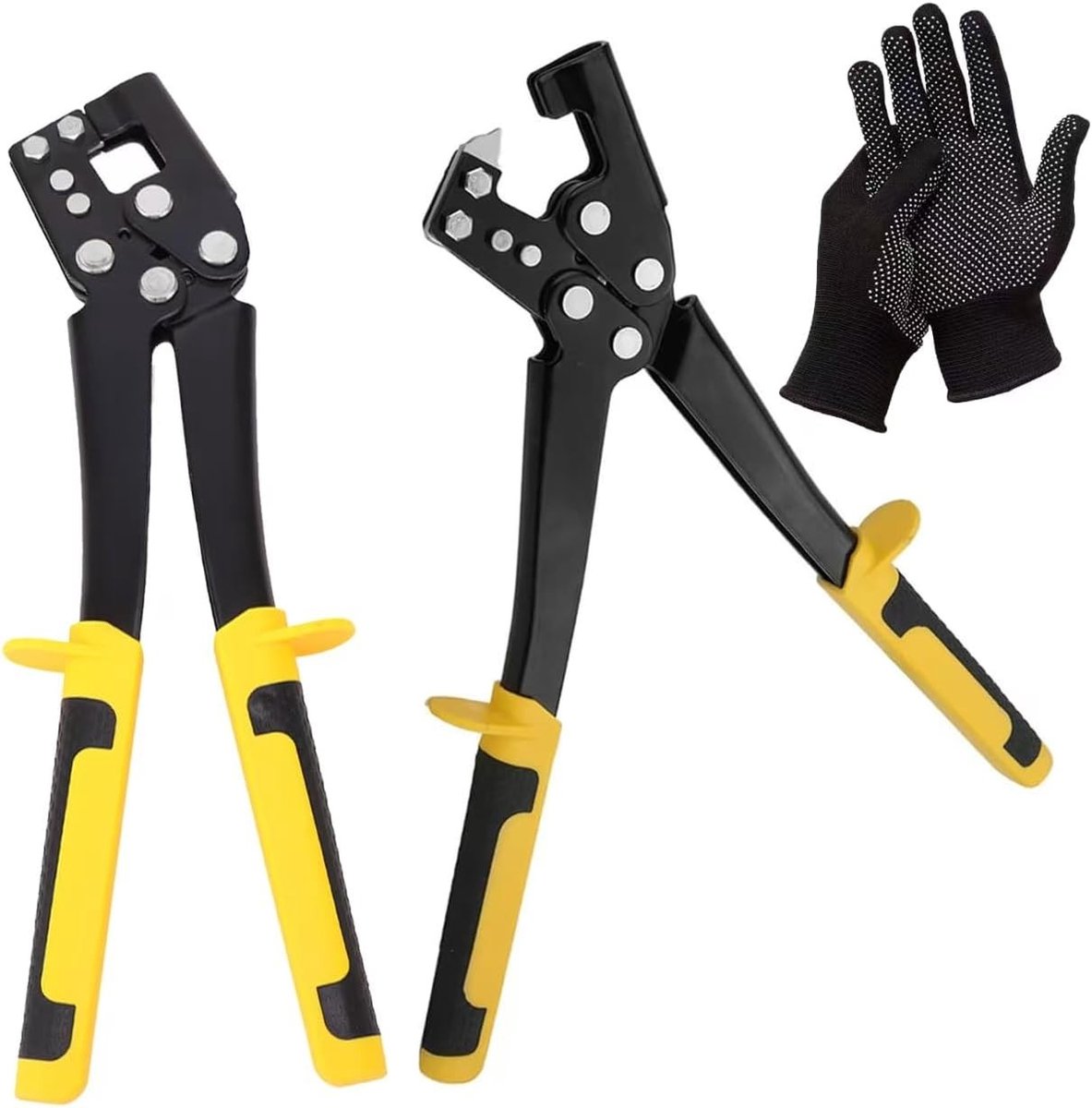 Professionele plamuurplaattang voor 0.5-0.8 mm wanddikte, inclusief handschoenen en verbindingsstang voor metalen profielen, ideaal voor decoratieprojecten en klussen