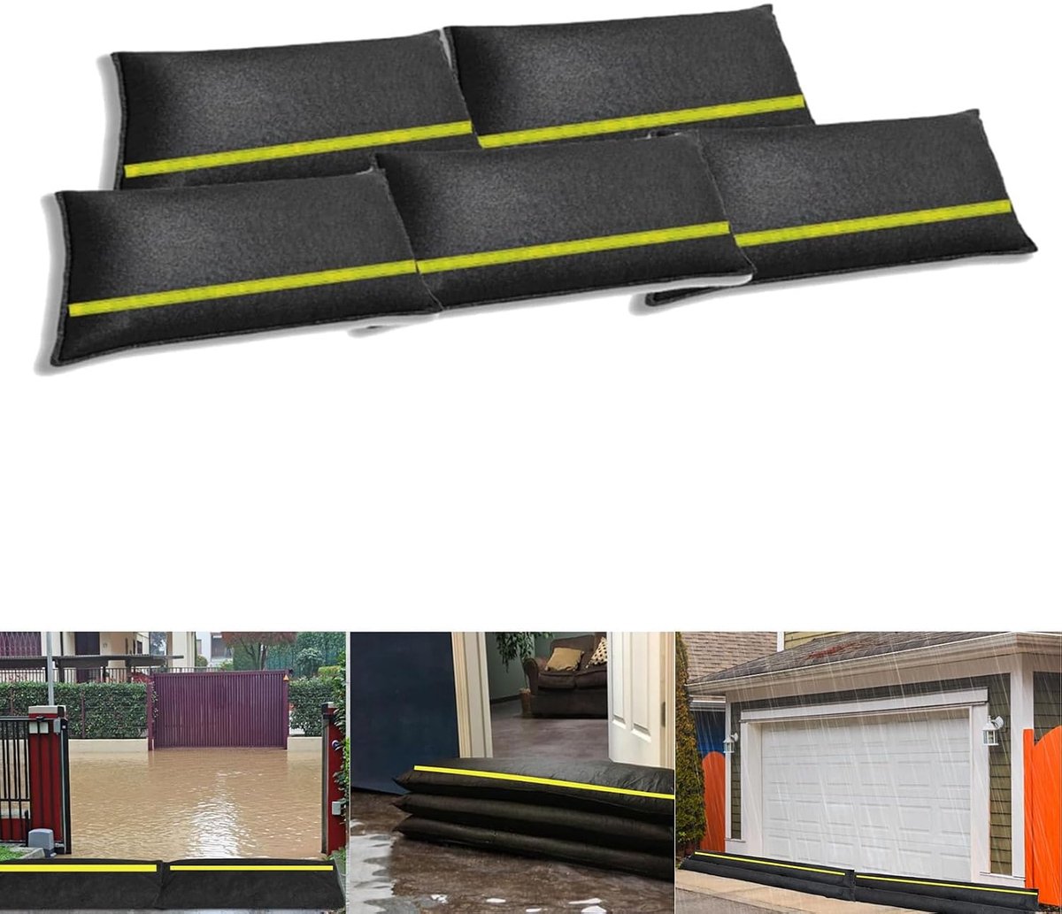 2 stuks, met reflecterende strepen, geactiveerd door water, wateropname, actieve zandzakken voor voordeur en tuin, 20 x 60 cm