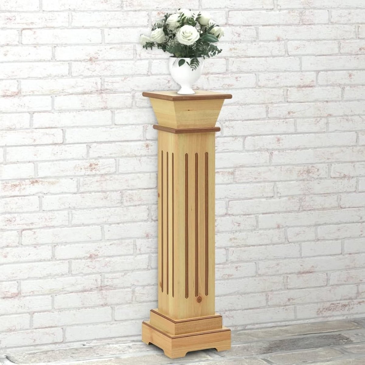 Plantenstandaard vierkante plantenstandaard licht hout 17 x 17 x 66 cm MDF
