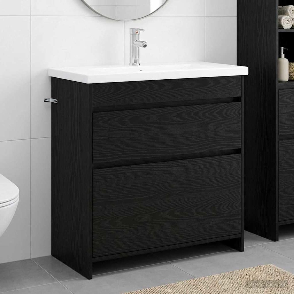 Badkamermeubelset zwart eiken 81 x 40 x 84,5 cm met wastafel