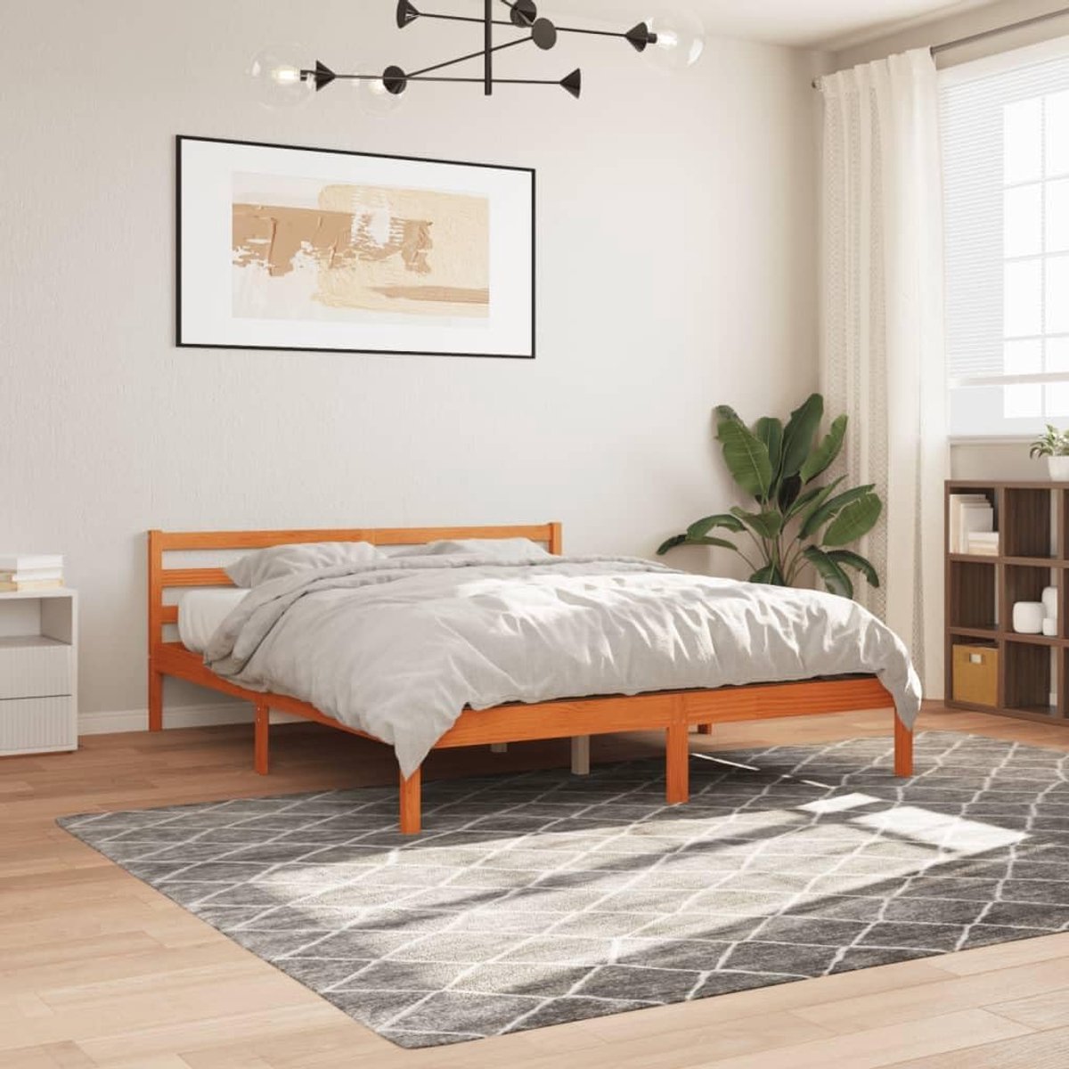 Grenenhout Modern slaapkamer Lattenbodem Wasbruin 200x200 cm