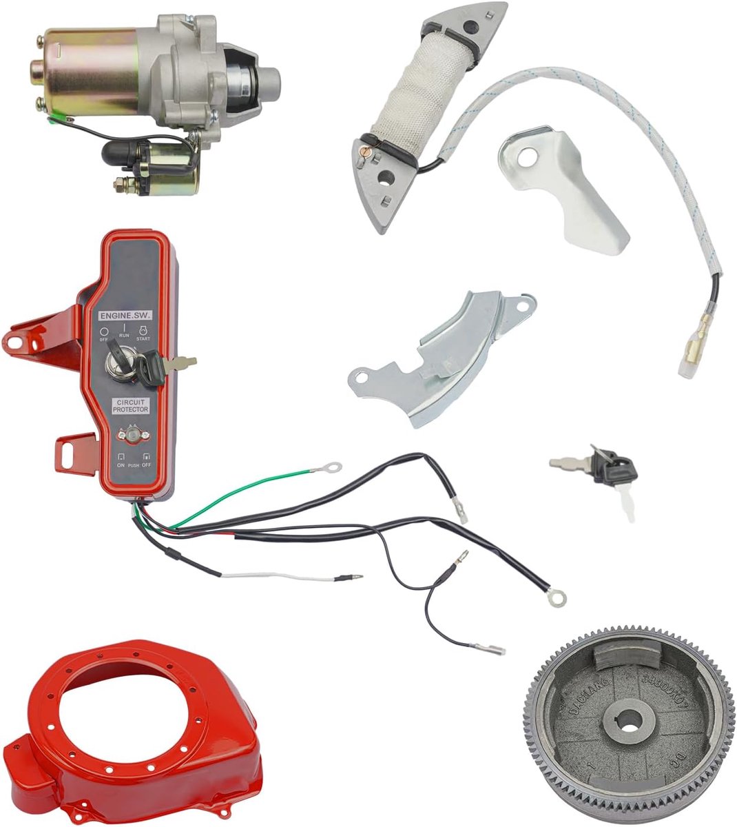 6,5 pk vliegwiel elektrische starter kit voor Honda GX160 GX200 elektrische startset vliegwiel starter met tandwiel starter motor ontstekingsschakelaar
