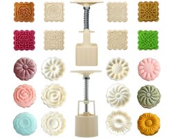 Vorm 12 Stuks Ronde Gebakken Mooncake Plek Bloem Mond Taartvorm Mould Cookie Stamp Mooncake Mooncake Vorm Mooncake Mold Mooncake Mould Press voor Bakken DIY Cookie Wit