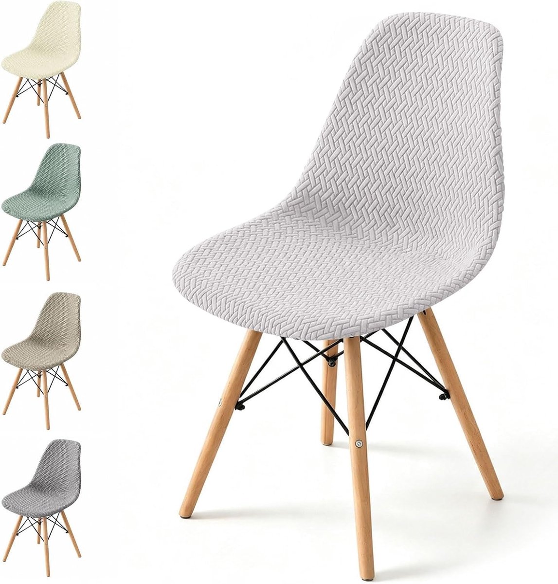 4 stuks, stretch, eetkamerstoelhoezen, wasbaar en afneembaar, jacquard, stoelhoezen voor eetkamer, hotel, banket, bruiloft, feest, decoratie (grijs)
