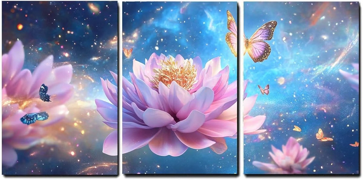 3 stuks moderne afbeeldingen op canvas met lijst, bloem, moderne foto, woonkamer, poster, foto voor slaapkamer, woonkamer, keuken, eetkamer, bar, decoratie, geschenken voor dames, 55 x 80 cm x 3 stuks