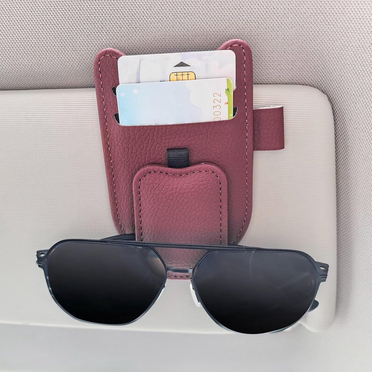 Zonnebrilhouder voor autovizier met kaartsleuven brillenhanger magnetische clip
