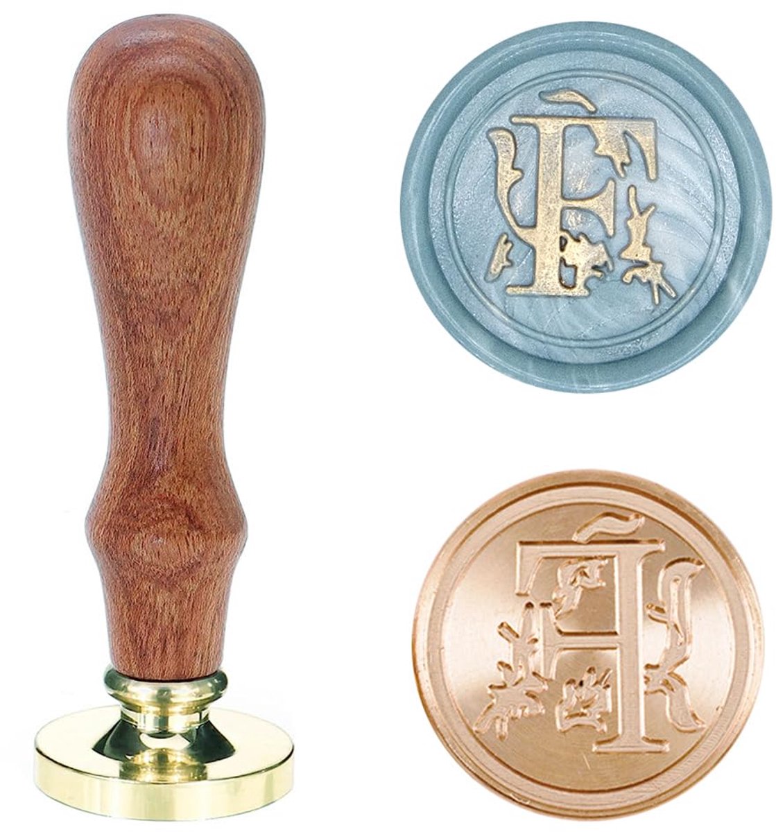 Zegelstempel met letters A-Z, 25 mm, vintage waszegelstempelset met houten handvat voor geschenken, verpakking, wenskaarten, uitnodigingen, doe-het-zelf (letter F)