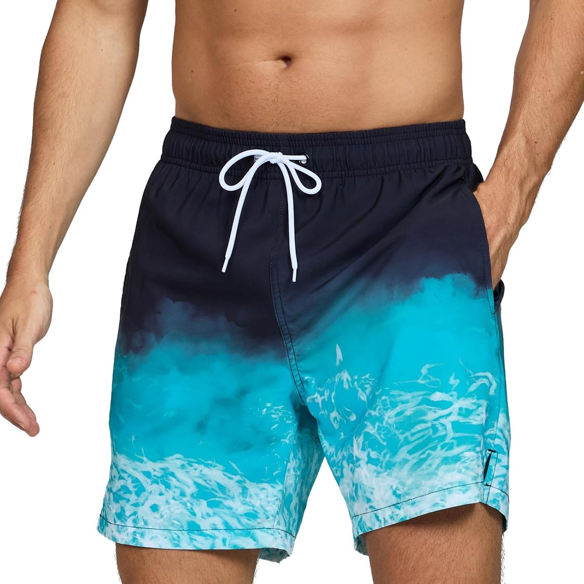 Shorts voor heren, mode met kleurverloop voor Britse mannen, sneldrogende strandplank, surfshorts met zakken, voering van mesh