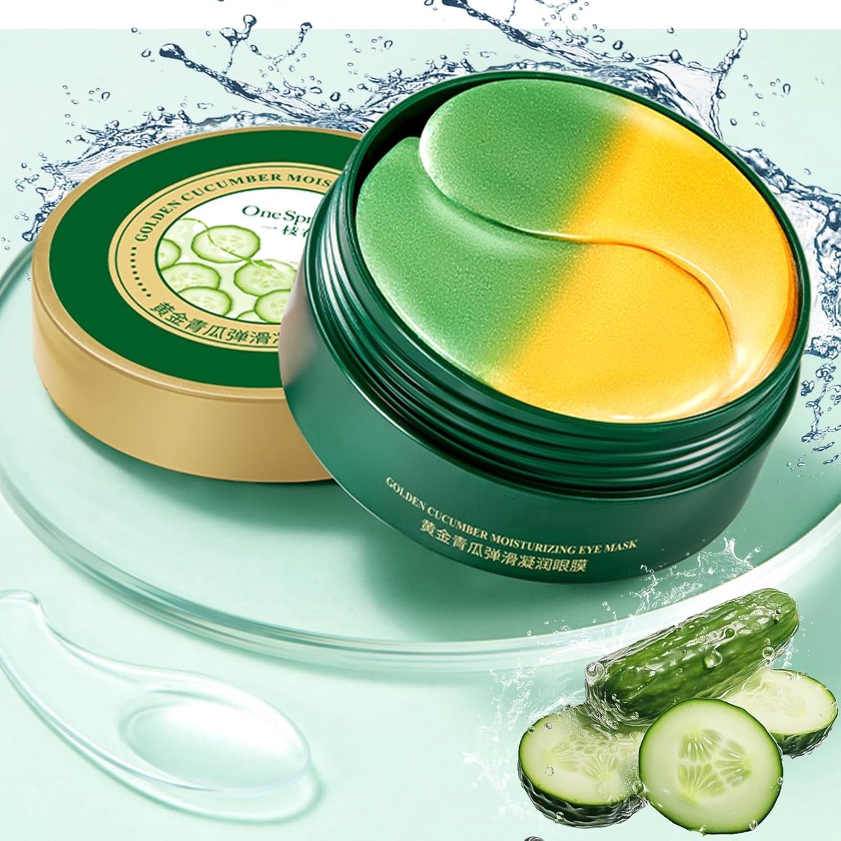 60 stuks oogpads, oogmasker, oogpads, oogpads, tegen donkere kringen en oogtas, gouden cucumber oogpads, hydraterend onder de ogen, gel masker voor opgeblazen ogen, vermindert rimpels