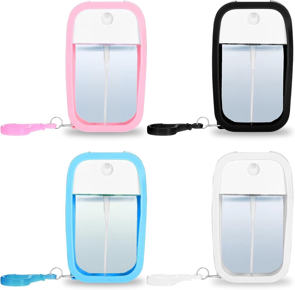 Herbruikbare 50ML Card Atomizer Set - Draagbare Hydraterende Sprayflessen, Lege Flessen met Haak, Navulbare Parfumverstuivers voor Cosmetica in Diverse Kleuren