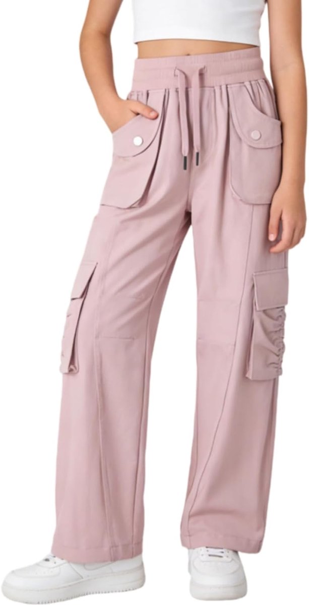 Cargobroek voor meisjes, waterdicht, joggen, wandelen, hoge taille, licht, sneldrogend