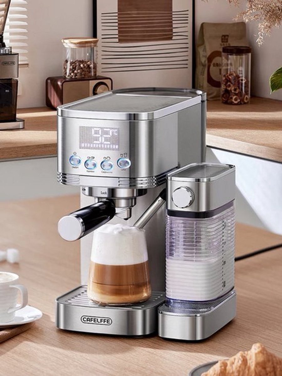 Volautomatische Espressomachine Enige Uitvoering - 20 Bar Druk - Roestvrij Staal - Voor Cappuccino En Latte - Automatische Melkschuimer