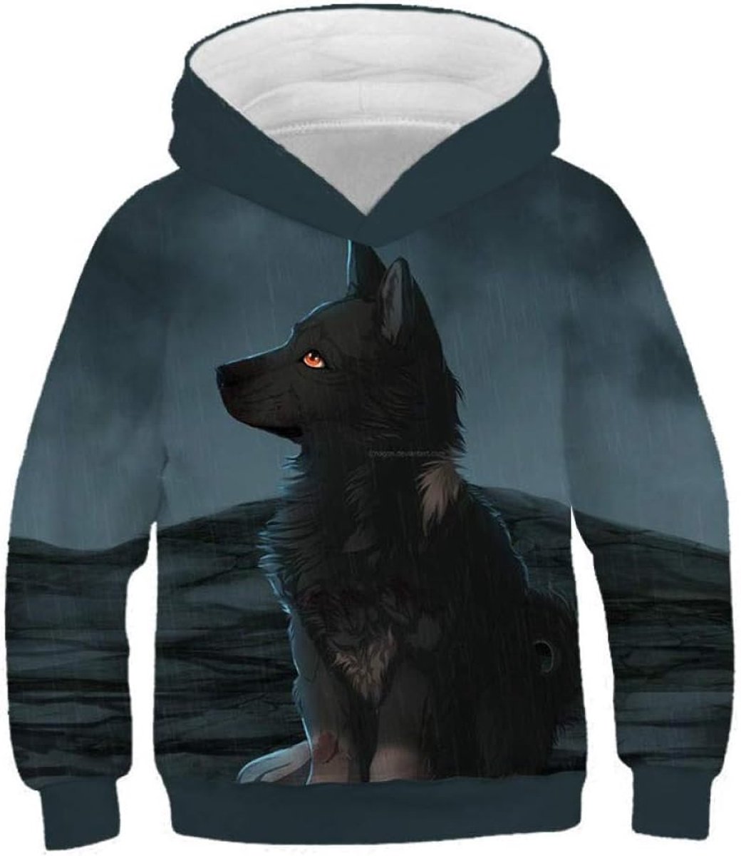 Hoodie 3D Print,3D-Geprinte Wolf Kindermuts Sweatshirt, Jongen En Meisje Animal Fashion Lange Mouw Trui, Gepersonaliseerde Hoodie