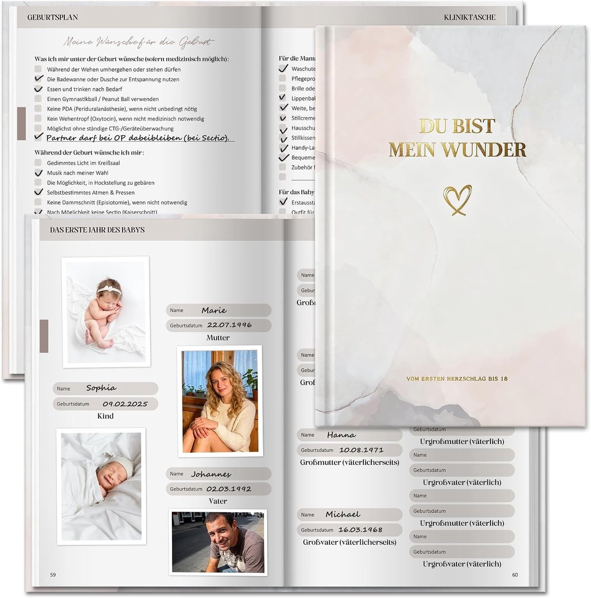 Diaries met aquarel hartpatroon voor kinderen, aandacht en begeleiding bij leren en groeien