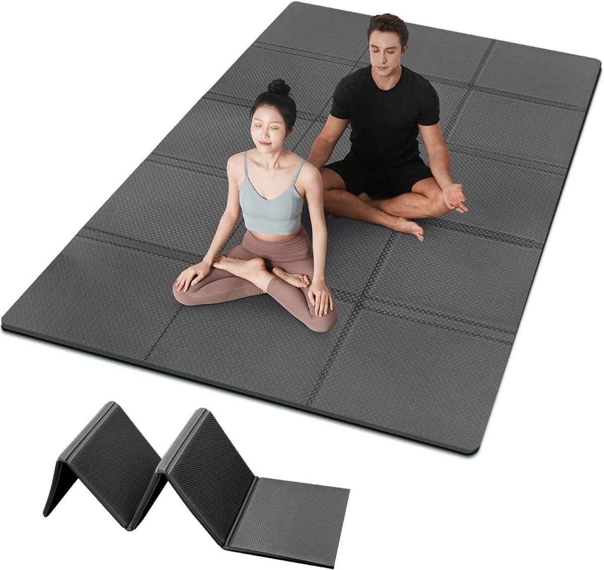 yogamat, XXL, 200 x 130 cm, fitnessmat, antislip, TPE, gymnastiekmat, 5 mm/10 mm dik, sportmat met draagtas, voor thuis, reizen, pilates